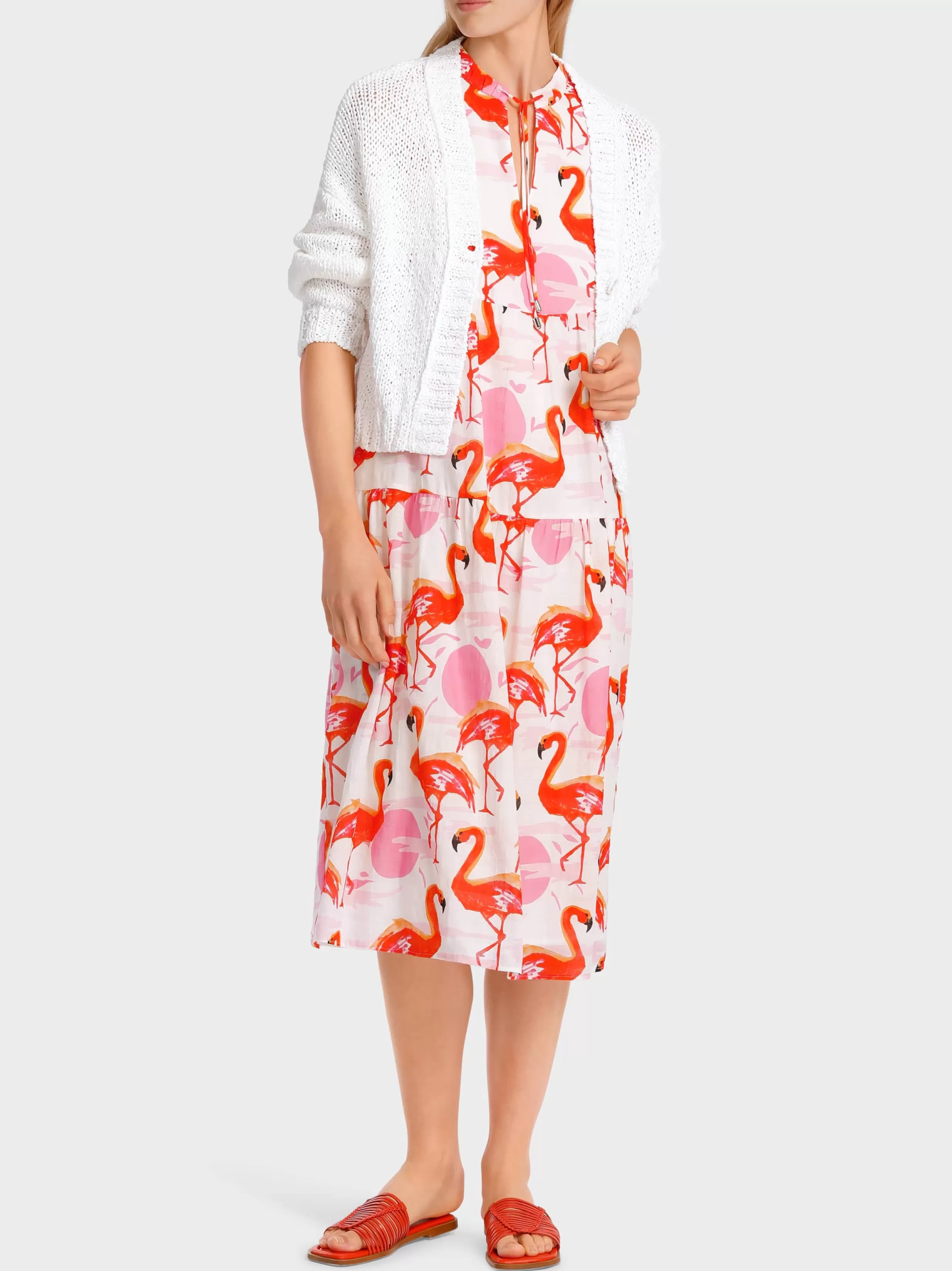 Hot Marc Cain Stufenkleid mit Flamingo-Print lip gloss